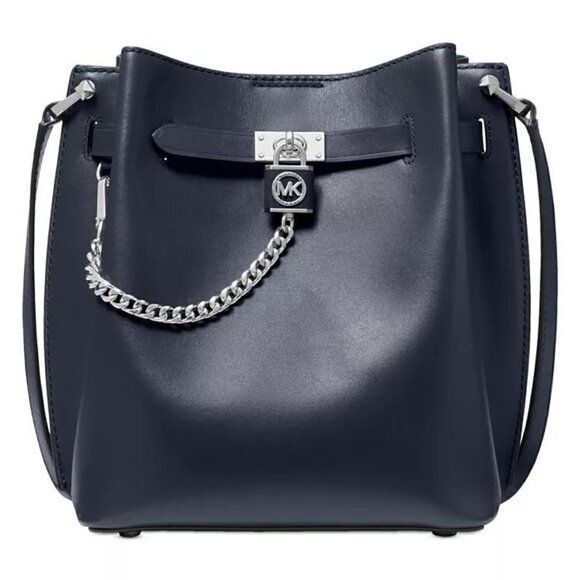 Michael Kors Hamilton Legacy Medium Leather Crossbody Messenger Bag, Navy - Picture 1 of 16